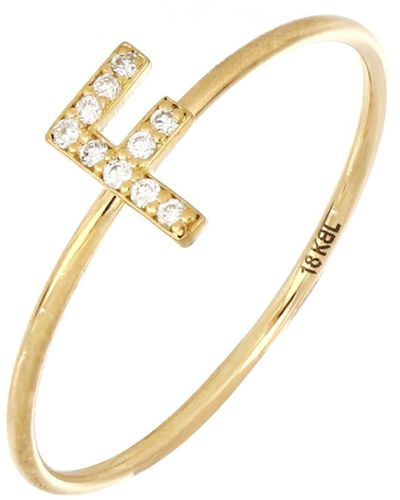 Bony Levy 18k Yellow Gold Pave Diamond Initial Ring - Metallic