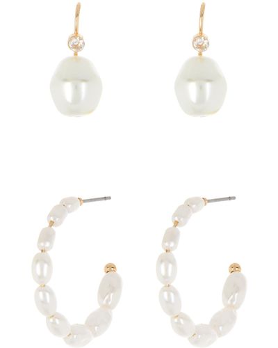 Melrose and Market Imitation Pearl 2-pack Assorted Earrings - White