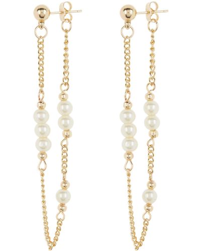 AREA STARS Mini Pearl Chain Drop Earrings - White