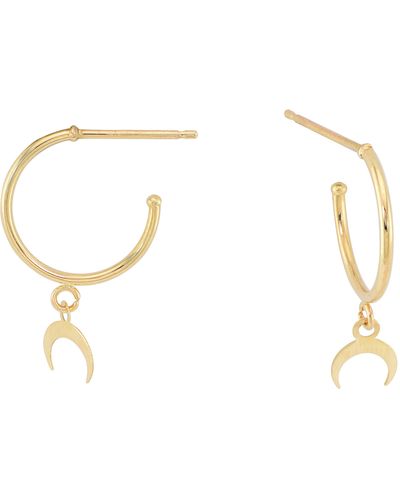 CANDELA JEWELRY 14k Gold Horn Charm Hoop Earrings - Metallic
