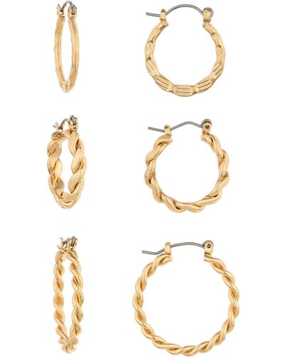 Ettika Set Of 3 Textured Hoop Earrings - White