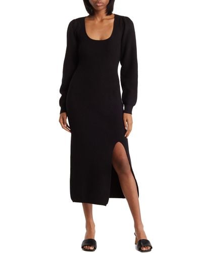 Wayf Long Sleeve Sweater Dress - Black