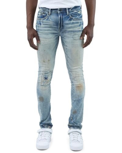 PRPS Zoom Skinny Fit Stretch Rip & Repair Jeans - Blue