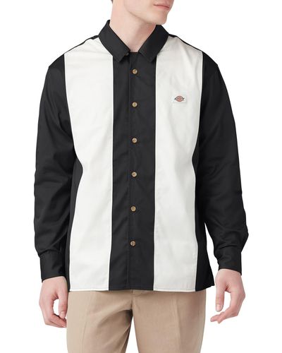 Dickies Stripe Long Sleeve Bowling Shirt - Black