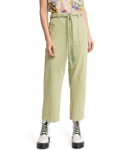The Great The Voyager Rope Belt Crop Cotton Pants - Yellow
