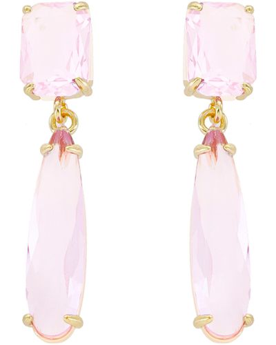 Panacea Crystal Teardrop Earrings - Pink