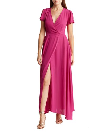 Love By Design Marie Ii Faux Wrap Maxi Dress - Pink