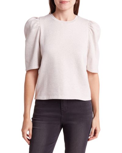 Melrose and Market Puff Short Sleeve Fleece Sweatshirt - White