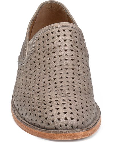 Trask Ali Perforated Loafer In Gray Leather At Nordstrom Rack