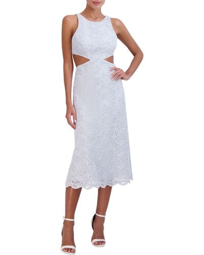 BCBGMAXAZRIA Embroidered Cutout Eyelet A-line Dress - Multicolor