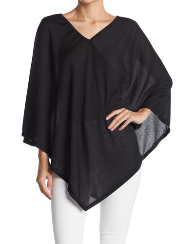 Go Couture Asymmetrical Poncho Sweater - Black