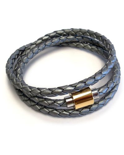 Liza Schwartz Leather Wrap Bracelet - Gray