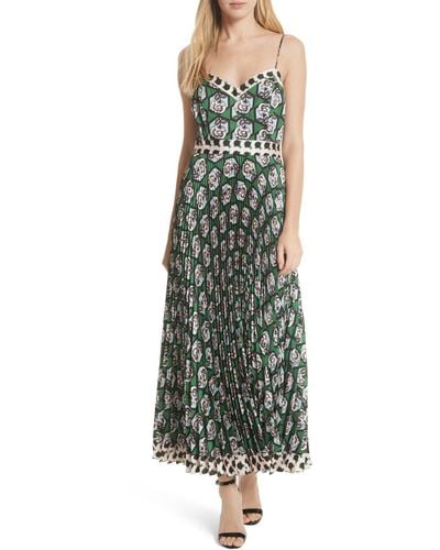 MILLY Jill Hexagon Floral Print Maxi Dress - Green