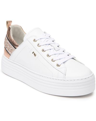 Nero Giardini Glitter Strap Sneaker - White