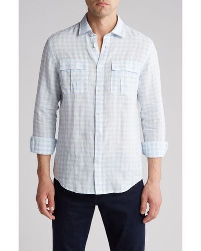 Bugatchi Long Sleeve Stretch Linen Button-up Shirt - White