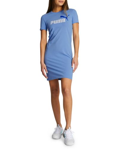 PUMA Essential Slim Cotton T-shirt Dress - Blue
