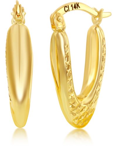 Simona 14k Gold Textured Oval Hoop Earrings - Yellow