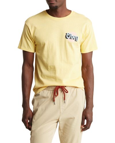 Obey Circle Logo Graphic T-shirt - Yellow