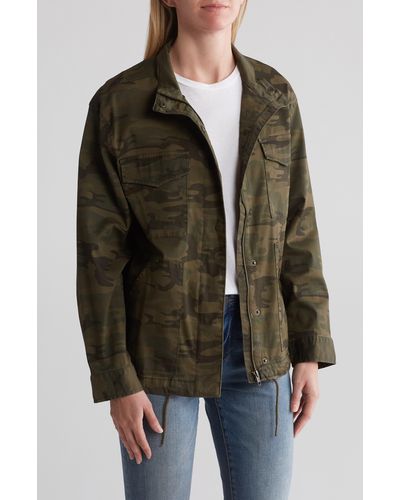 Sanctuary Kinship Camo Stretch Cotton Twill Utility Jacket - Black