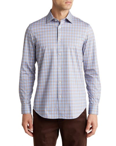 Bugatchi Ooohcotton® Grid Print Button-up Shirt - Blue