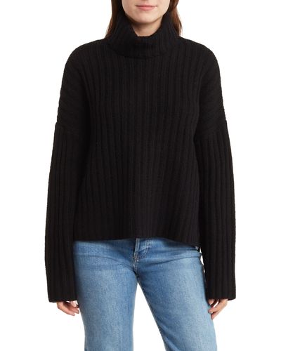 360cashmere Angelica Wool & Cashmere Ribbed Turtleneck Sweater - Black