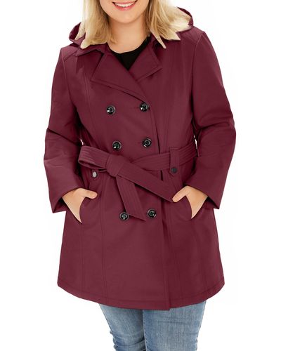 Sebby Softshell Hooded Trench Coat - Red
