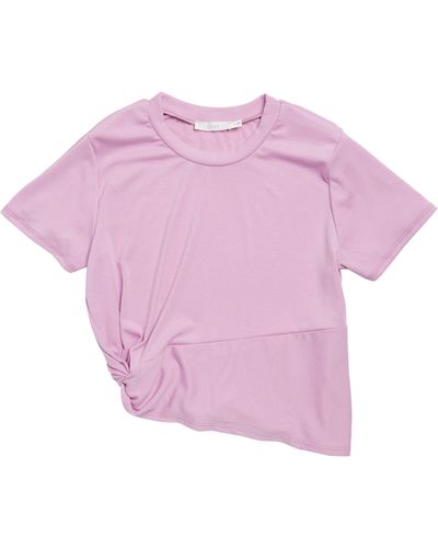 Lush Short Sleeve Side Knot Top - Pink