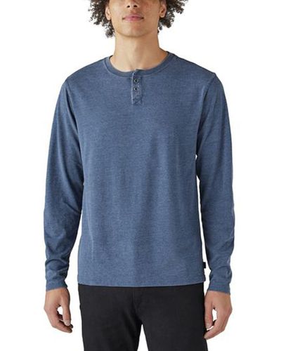 Lucky Brand Cotton Blend Long Sleeve Tee ($50) ❤ liked on Polyvore  featuring tops, t-shirts, american blue, long…