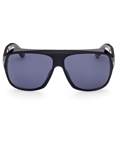 Tom Ford 62mm Gradient Polarized Oversize Aviator Sunglasses - Blue
