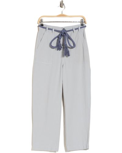 The Great The Voyager Rope Belt Crop Cotton Pants - Blue