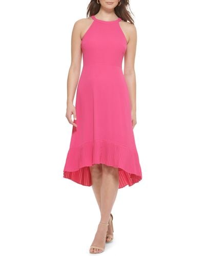 Kensie Pebble Crepe Midi Dress - Pink