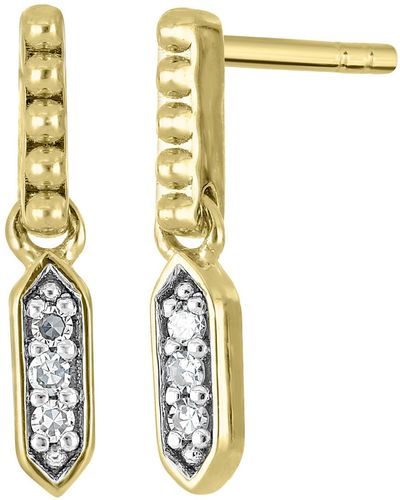 CARRIERE JEWELRY 18k Gold Vermeil Diamond Perla Mini Drop Earrings - Metallic