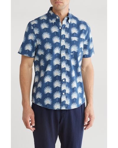 Tailor Vintage Cabana Short Sleeve Seersucker Button-down Shirt - Blue