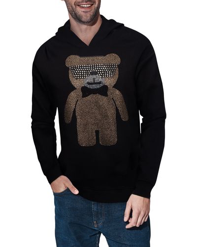 Xray Jeans Bear Studded Graphic Hoodie - Black