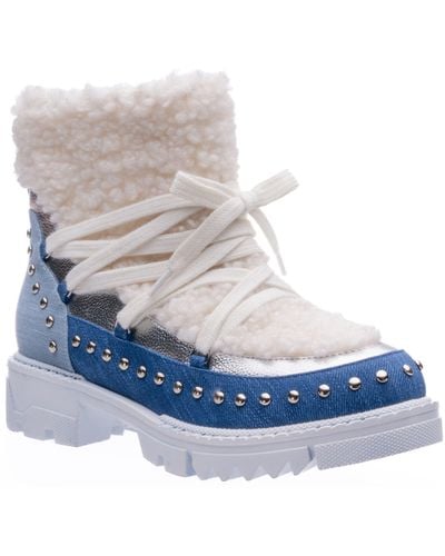 Ninety Union Snowball Faux Shearling Lug Sole Bootie - Blue