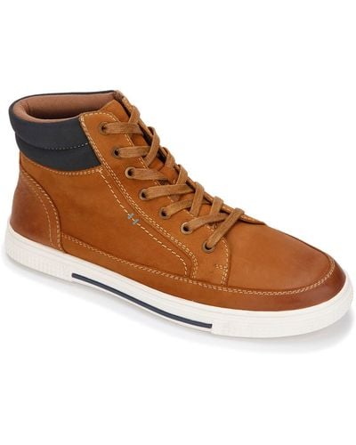 Kenneth Cole Arnett High Top Leather Sneaker In Tan At Nordstrom Rack - Brown