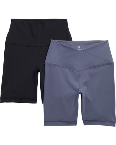 90 Degrees 2-pack Lux Crossover High Waist Bike Shorts - Blue