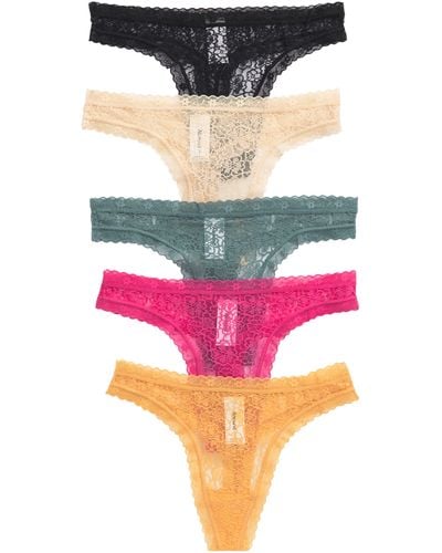 Abound Peyton Assorted 5-pack Lace Thongs - Pink