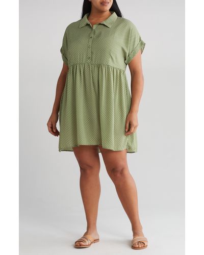 Melrose and Market Babydoll Shirtdress - Green