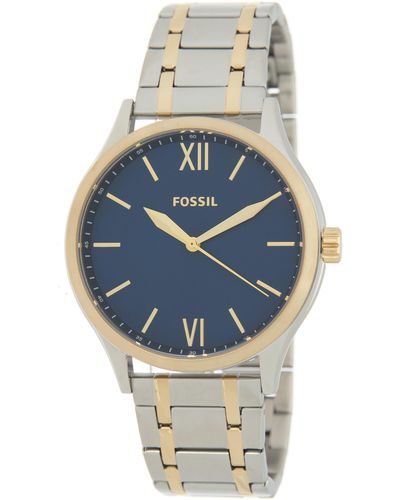 Fossil Fenmo Two-tone Bracelet Strap & Leather Strap Watch - Blue