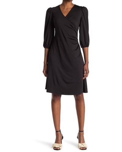 Love By Design Amelia Ruched Wrap Dress - Black