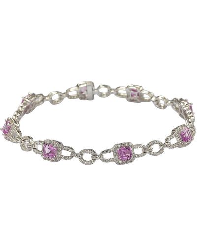 Suzy Levian Sterling Silver & Pink Sapphire Tennis Bracelet