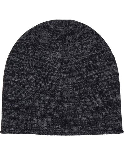 Amicale Cashmere Two-tone Knit Beanie - Blue