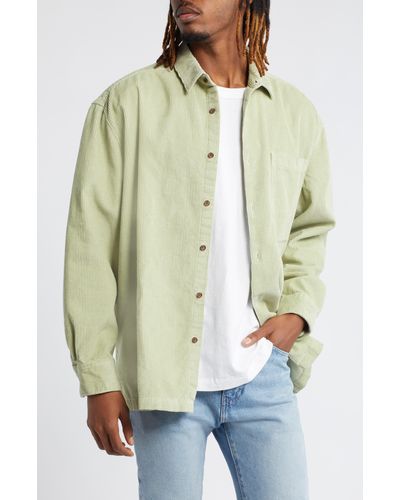TOPMAN Oversize Corduroy Button-up Shirt - Green