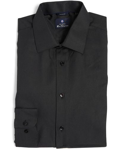 Ben Sherman Solid Slim Fit Dress Shirt - Black
