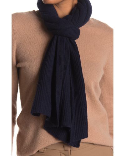 Portolano Ribbed Knit Wrap Scarf - Blue