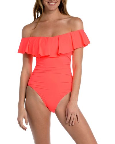 La Blanca Off The Shoulder One-piece Swimsuit - Red