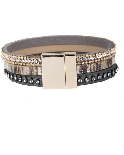 Saachi Bonaire Studded Multi Strand Wrap Bracelet - Gray