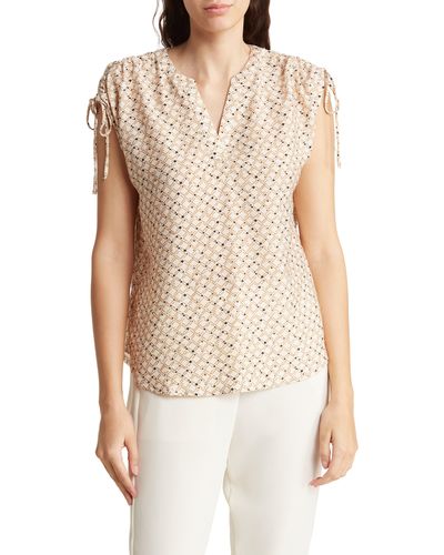 Pleione Crinkle Tie Shoulder Top - White