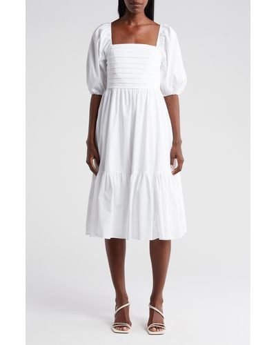 Nanette Lepore Amber Puff Sleeve Tiered Dress - White